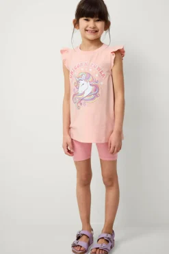 Ellos Sæt Til Børn>Collection Top + Cykelshorts Tyra Abrikos + lyserød