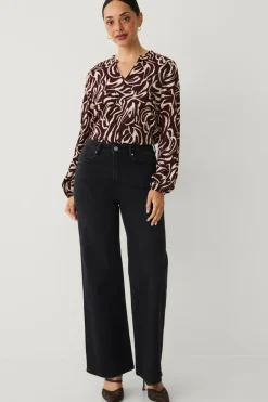 Ellos Toppe & Tank-Toppe>Collection Top med struktur Bordeaux cremefarvet mønstret