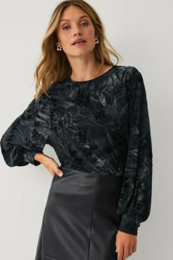 Ellos Toppe & Tank-Toppe>Collection Top med ballonærmer mørk blå