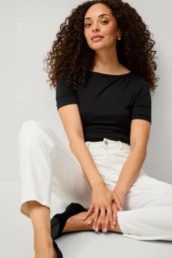 Ellos Basistøj|Toppe & Tank-Toppe>Collection Top med Bådhals Sort