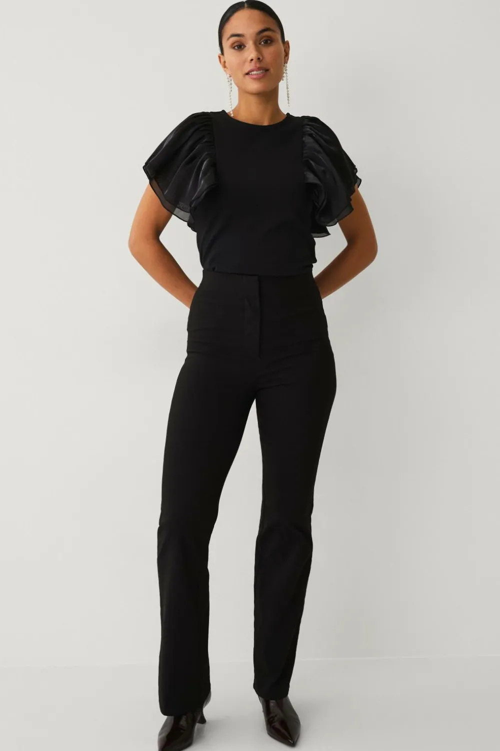 Ellos Toppe & Tank-Toppe>Collection Top med volanter sort