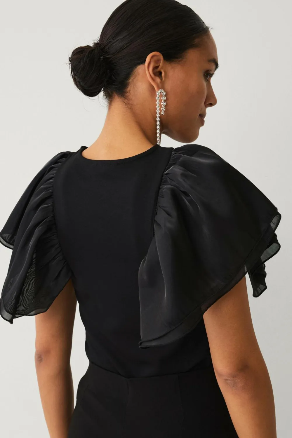 Ellos Toppe & Tank-Toppe>Collection Top med volanter sort