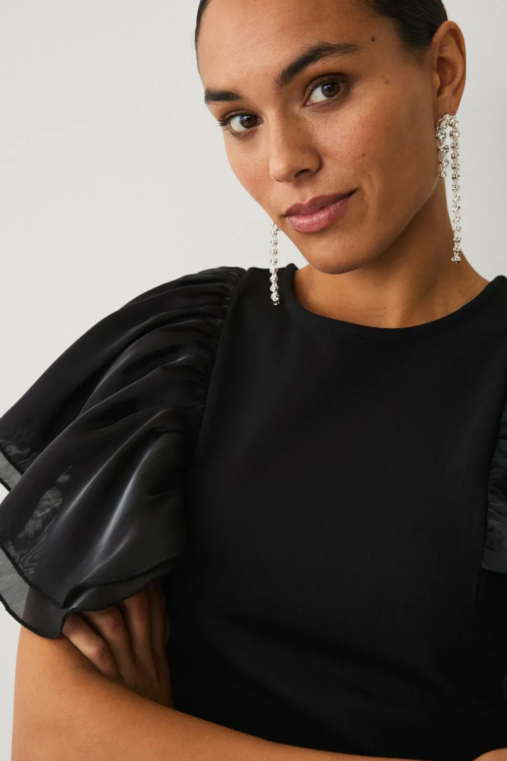 Ellos Toppe & Tank-Toppe>Collection Top med volanter sort