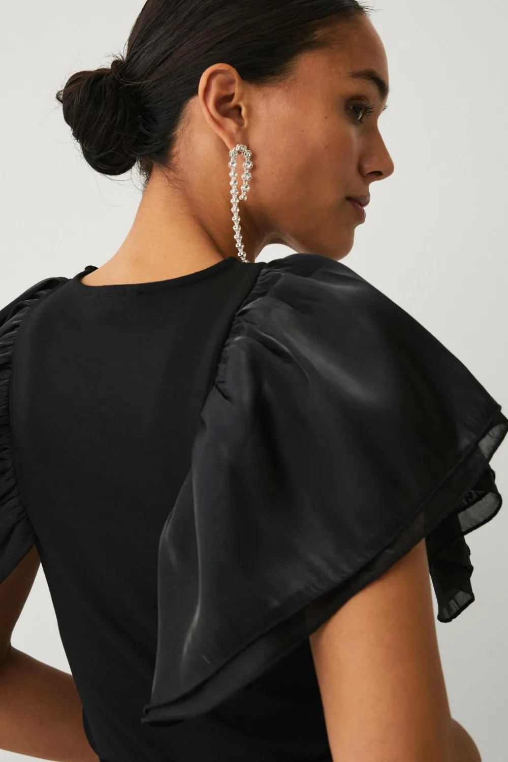 Ellos Toppe & Tank-Toppe>Collection Top med volanter sort