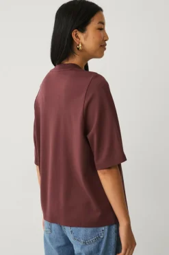 Ellos Collection Top i kraftig strik Vinrød Sale