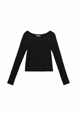 Ellos Collection Top med strukturerede mønstre Sort Discount