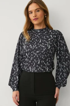 Ellos Collection Top Sort creme mønstret Outlet