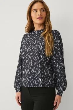 Ellos Collection Top Sort creme mønstret Outlet