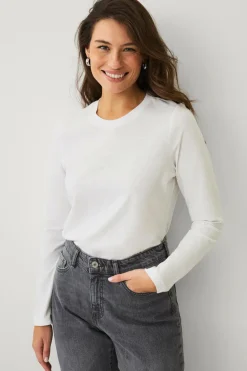 Ellos Basistøj>Collection Top i blød bomuldsblonde Hvid