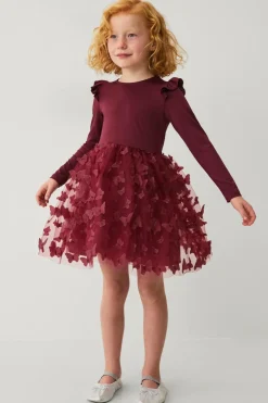 Ellos Festtøj|Kjoler>Collection Trikotkjole med tylskørt Vinrød