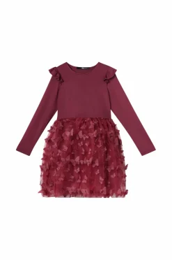 Ellos Festtøj|Kjoler>Collection Trikotkjole med tylskørt Vinrød