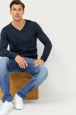 Ellos Collection Trøje med V-hals Marineblå Outlet