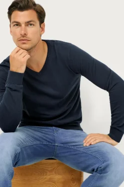 Ellos Collection Trøje med V-hals Marineblå Outlet