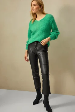 Ellos Collection Trøje Babette Premium i mohairblanding Grøn mat sort Discount