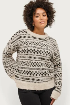 Ellos Collection Trøje Lo Hvid sort mønstret Best