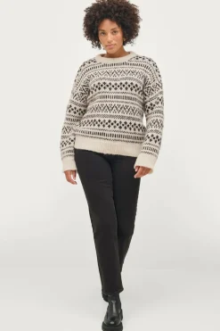 Ellos Collection Trøje Lo Hvid sort mønstret Best