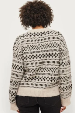 Ellos Collection Trøje Lo Hvid sort mønstret Best