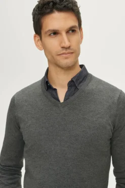 Ellos Collection Trøje med V-hals Antracitgrå Hot