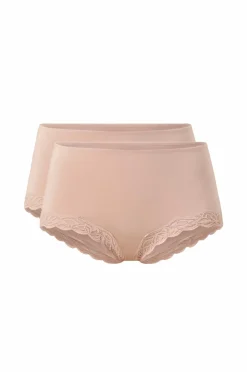 Ellos Collection Trusser med blondedetaljer, 2-pak Beige Outlet