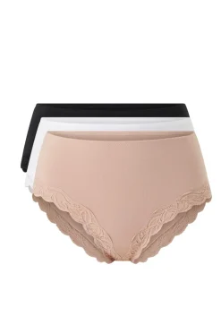 Ellos Collection Trusser med brasiliansk snit 3-pak Sort + beige + vit