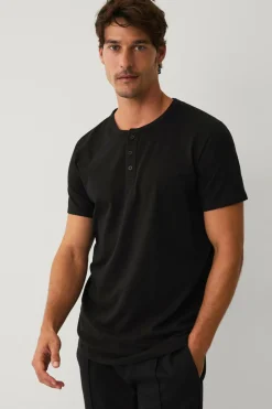 Ellos T-Shirts & Tanktoppe>Collection T-shirt med knaplukning Sort