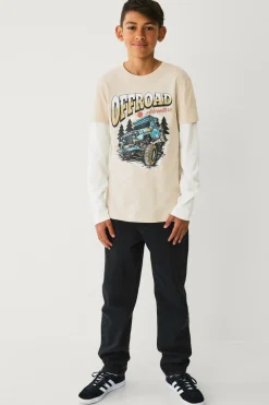 Ellos Toppe & T-Shirts>Collection T-shirt med falske ærmer Beige