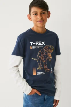 Ellos Collection T-shirt med falske ærmer Marinblå Discount