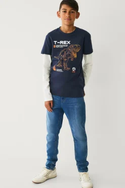 Ellos Collection T-shirt med falske ærmer Marinblå Discount