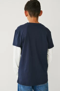 Ellos Collection T-shirt med falske ærmer Marinblå Discount