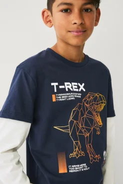 Ellos Collection T-shirt med falske ærmer Marinblå Discount