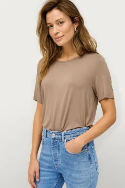 Ellos Collection T-shirt i viskosestrik Brun Online