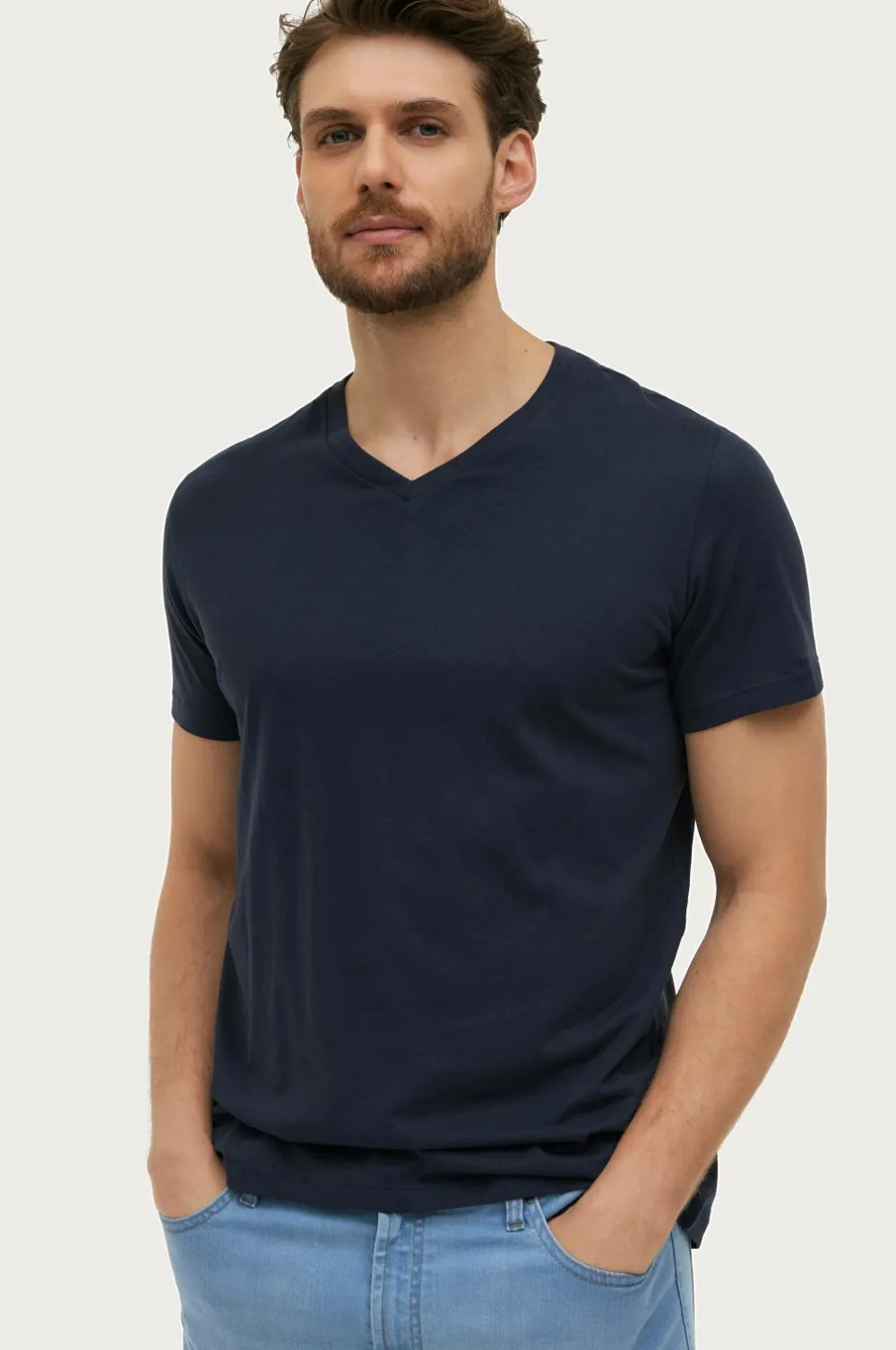 Ellos Collection T-shirt Karl V-neck Marineblå Outlet
