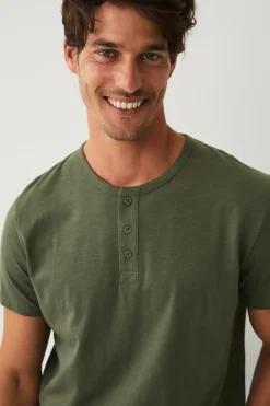 Ellos Collection T-shirt med knaplukning Grøn Clearance