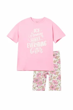 Ellos Sæt Til Børn>Collection T-shirt + leggings Judith Klar rosa+blomstret