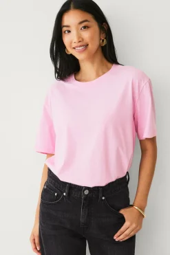 Ellos Collection T-shirt i bomuld med afslappet pasform Rosa Online