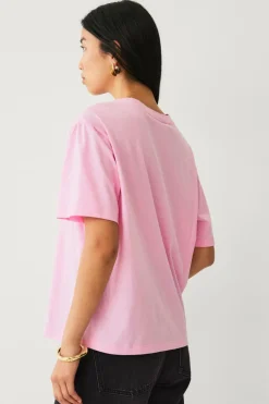Ellos Collection T-shirt i bomuld med afslappet pasform Rosa Online