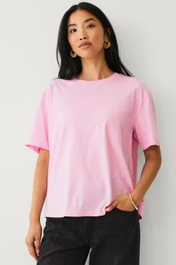 Ellos Collection T-shirt i bomuld med afslappet pasform Rosa Online