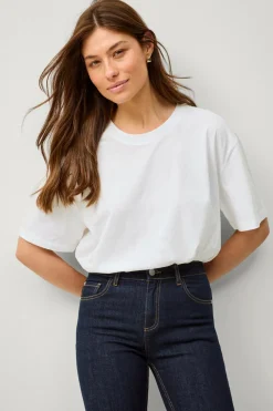 Ellos Collection T-shirt i bomuld med afslappet pasform Hvid Outlet