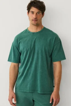 Ellos Collection T-shirt i vasket bomuld Grøn Clearance