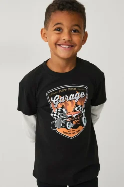 Ellos Collection T-shirt med lange imiterede ærmer sort