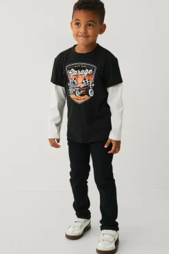 Ellos Collection T-shirt med lange imiterede ærmer sort