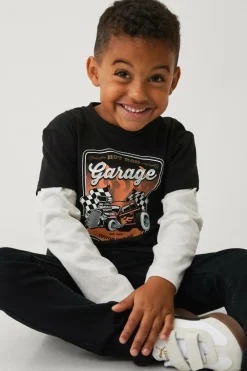 Ellos Collection T-shirt med lange imiterede ærmer sort