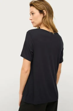 Ellos Collection T-shirt i viskosestrik Sort Sale