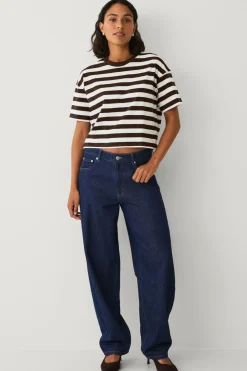 Ellos Basistøj|Toppe & Tank-Toppe>Collection t-shirt Brun og hvid stribet