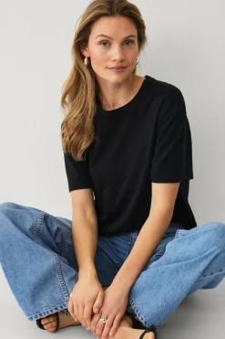 Ellos Basistøj>Collection T-shirt i bomuld med afslappet pasform Sort