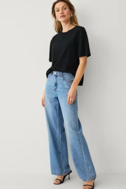 Ellos Basistøj>Collection T-shirt i bomuld med afslappet pasform Sort