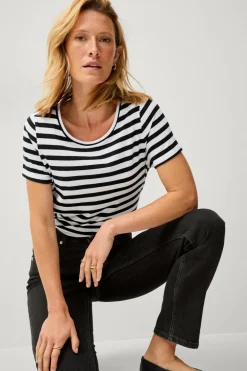 Ellos Collection T-shirt i bomuld Sortstribet Hot