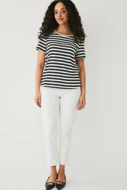 Ellos Collection T-shirt i bomuld Cremesort stribet