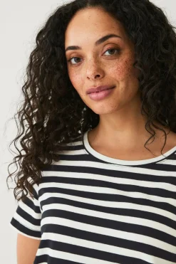 Ellos Collection T-shirt i bomuld Cremesort stribet