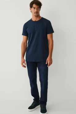 Ellos Collection T-shirt med knaplukning Marinblå New